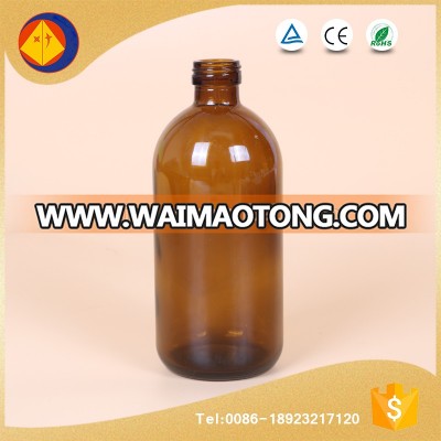 Wholesale lug cap 500ml pharmaceutical amber glass bottle