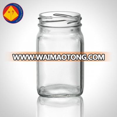 230ml lug cap straight sided square honey glass jar