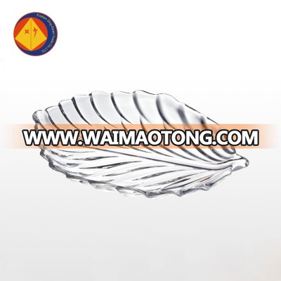 Transparent left shaped cheap decorative glass fruit plates wholesale